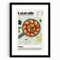 Extra large colorful abstract art print featuring textured food dishes, displayed in a black frame with mat.