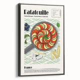 Black and white wall art featuring a vintage poster of landscape paintings on a framed canvas, suitable for bedroom decor.