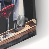 Large abstract wall art in vibrant colors on acrylic glass, ideal for dining room decor.