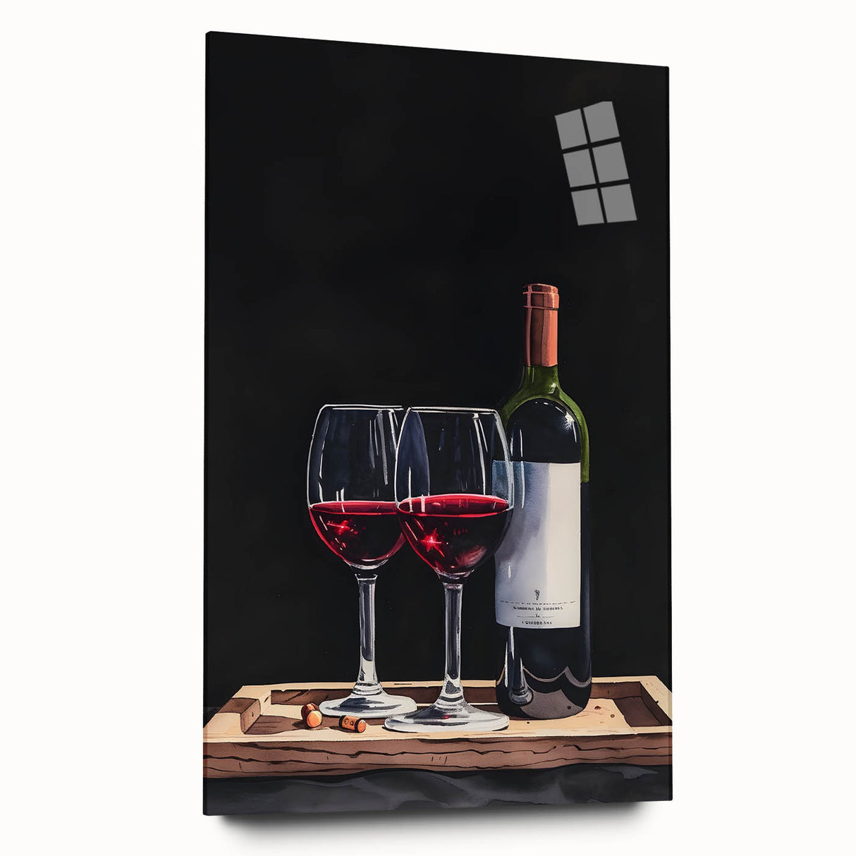 Large abstract wall art on acrylic glass depicting vibrant, swirling colors, ideal for bedroom or dining room decor.