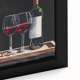 Extra large framed canvas featuring colorful, textured food and drink motifs on a black background.