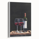 Extra large vintage poster art of colorful food and drinks on a white framed canvas, ideal for living room decor.