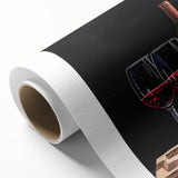 Art Deco style poster featuring vibrant food and drink motifs on rolled canvas, ideal for dining room decor.