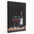 Large stretched canvas featuring a colorful illustration of various fruits and beverages, ideal for kitchen wall art.
