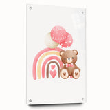 Girls Room Wall Art - Teddy Bear and Rainbow Kids Room Decor