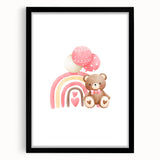 Girls Room Wall Art - Teddy Bear and Rainbow Kids Room Decor