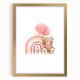 Girls Room Wall Art - Teddy Bear and Rainbow Kids Room Decor
