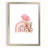 Girls Room Wall Art - Teddy Bear and Rainbow Kids Room Decor