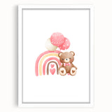 Girls Room Wall Art - Teddy Bear and Rainbow Kids Room Decor