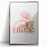 Girls Room Wall Art - Teddy Bear and Rainbow Kids Room Decor