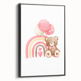 Girls Room Wall Art - Teddy Bear and Rainbow Kids Room Decor