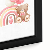 Girls Room Wall Art - Teddy Bear and Rainbow Kids Room Decor