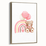 Girls Room Wall Art - Teddy Bear and Rainbow Kids Room Decor
