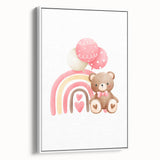 Girls Room Wall Art - Teddy Bear and Rainbow Kids Room Decor