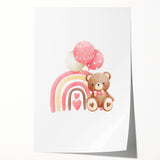 Girls Room Wall Art - Teddy Bear and Rainbow Kids Room Decor