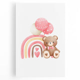 Girls Room Wall Art - Teddy Bear and Rainbow Kids Room Decor