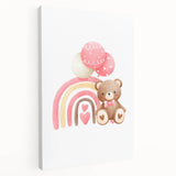 Girls Room Wall Art - Teddy Bear and Rainbow Kids Room Decor