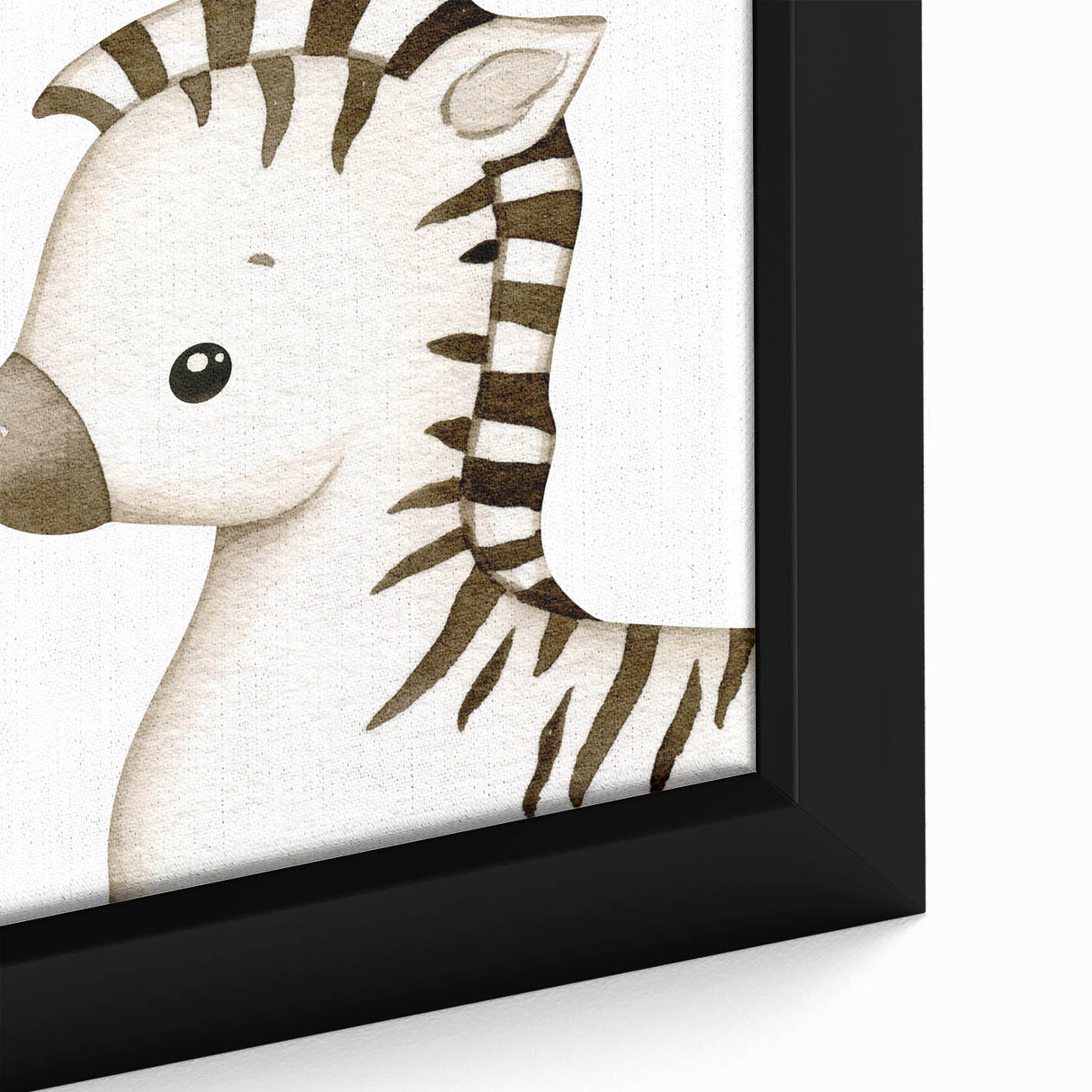 Stretched Canvas Art for Kids – Cute Watercolor Zebra Print