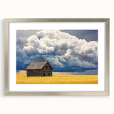 Elegant landscape barn frame showcasing a silver mat, designed for displaying artwork or photographs. The front view highlights its sleek lines and modern aesthetic.