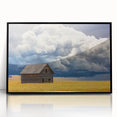 Black-framed acrylic artwork of a serene landscape featuring a tranquil barn scene, ideal for home décor. The piece showcases vibrant colors and intricate details, enhancing any interior space. Perfect for rustic or modern settings, this artwork adds warmth and character to walls.