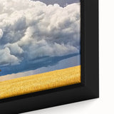 Close-up of a beautifully crafted barn landscape canvas print, showcasing rich colors and intricate details, ideal for enhancing home decor with a rustic touch.