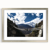 Silver landscape bridge frame with mat, showcasing a scenic view in an elegant front perspective, perfect for enhancing home decor with sophistication.