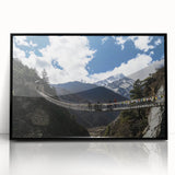 Framed acrylic artwork showcasing a modern landscape bridge design with a black frame, ideal for contemporary home decor and art enthusiasts.