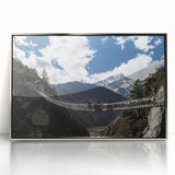 Framed acrylic artwork depicting a serene landscape bridge scene, showcasing vibrant colors and fine details, ideal for home or office decor.