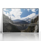 Framed acrylic artwork of a serene landscape bridge scene, featuring vibrant colors and intricate details, ideal for enhancing home decor with an artistic touch.