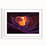 Landscape view of a framed canyon artwork with a white mat, showcasing vibrant colors and intricate details, ideal for home decor and nature enthusiasts.