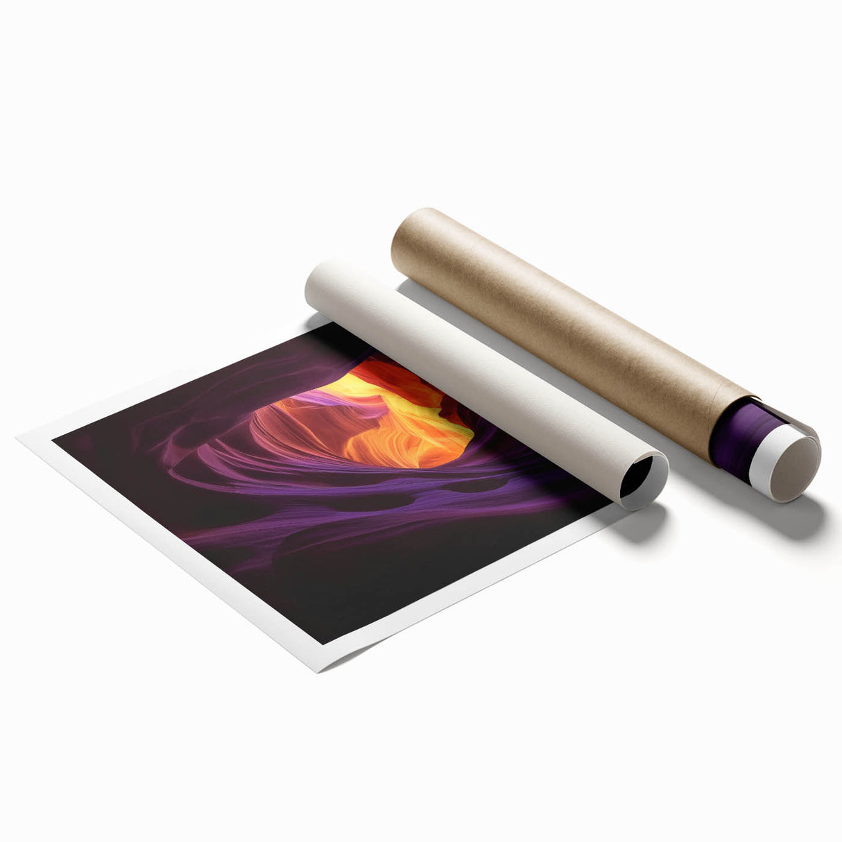 Stunning landscape print showcasing vibrant canyons in rich earthy tones, beautifully rolled and ready for display, enhancing any home or office decor.