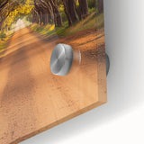 Close-up of vibrant acrylic landscape artwork depicting lush countryside scenery, showcasing rich colors and fine details, perfect for home decor or art enthusiasts.