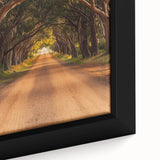 Close-up of a framed canvas showcasing a serene countryside landscape, featuring vibrant green fields, rolling hills, and a clear blue sky, perfect for home decor.