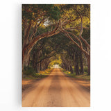 Stretched canvas artwork depicting a serene countryside landscape, featuring vibrant green fields, a tranquil blue sky, and distant hills. Perfect for home decor.