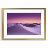 Desert landscape artwork framed in elegant gold with a mat, showcasing warm earth tones and intricate details, perfect for enhancing home decor aesthetics.