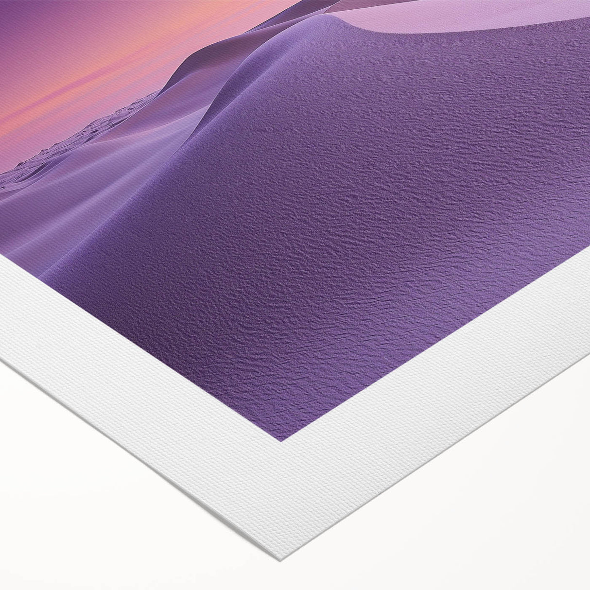 Desert landscape rolled canvas print showcasing vibrant hues of orange and yellow, depicting a serene sunset over sand dunes, packaged securely in a protective tube.