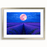 Silver-framed landscape artwork featuring vibrant green fields under a blue sky, elegantly matted for a polished presentation, ideal for home decor. Perfect for nature lovers and art enthusiasts seeking to enhance their living space.
