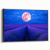 Framed black side view of a vibrant landscape canvas print showcasing lush green fields under a blue sky, ideal for modern home decor and art enthusiasts.