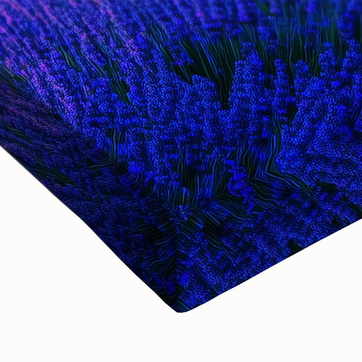 Close-up of a vibrant stretched canvas showcasing a serene landscape with lush green fields, ideal for home décor or art enthusiasts, emphasizing natural beauty and tranquility.