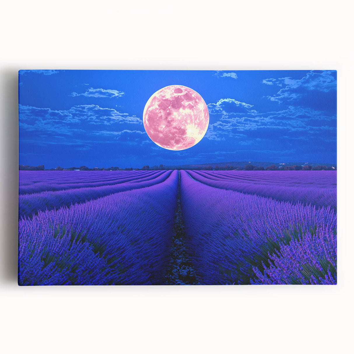 Stretched canvas artwork depicting vibrant green fields under a clear blue sky, showcasing a serene landscape ideal for enhancing home decor and tranquility.