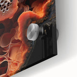 Large abstract wall art in mid-century modernist style on acrylic glass, featuring organic shapes in earth tones.