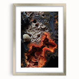 Textured abstract art print in muted earth tones on a framed canvas, suitable for bedroom wall decor.