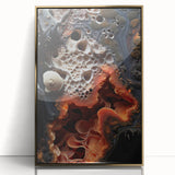 Large art print of natural close-ups in gold frame, acrylic, showcasing mid-century modernist style.