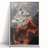 Art deco poster featuring geometric patterns in black and white, framed in acrylic, suitable for modern nursery wall decor.