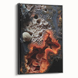 Black and white landscape art painting on framed canvas, featuring a close-up of natural elements.