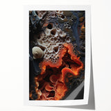 Extra large rolled print of close-up floral elements in muted earth tones, ideal for dining room wall art.