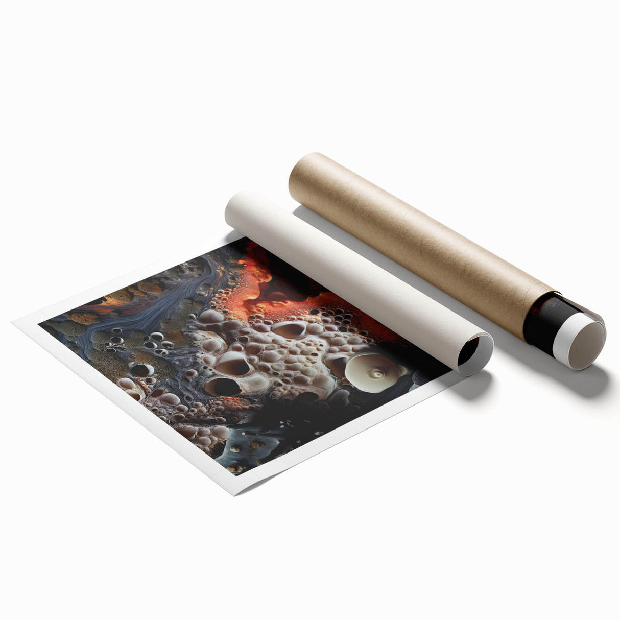Extra large rolled canvas print featuring close-up floral elements in soft natural tones.