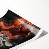 Extra large wall art featuring line art flowers in monochrome, rolled print format, ideal for large living room decor.