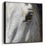 Black and white framed canvas featuring a close-up of an animal in a vintage poster style, ideal for bedroom wall decor.