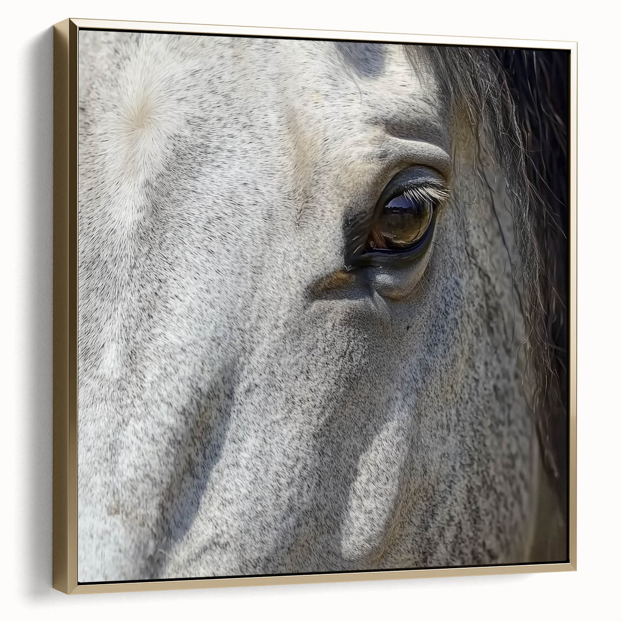 Close-up of a silver and gold landscape painting on a framed canvas, ideal for bedroom wall art.
